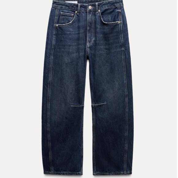 Zara Relaxed Mid-Rise Balloon TRF Jeans Size 4 NWT - Picture 1 of 5